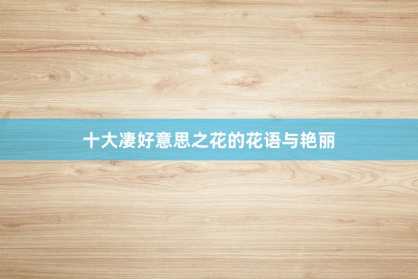 十大凄好意思之花的花语与艳丽